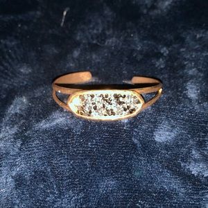 Handmade metal bracelet with black & clear crystal